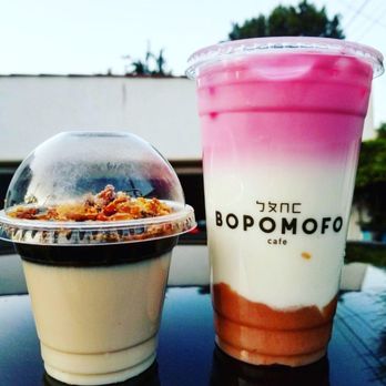 Bopomofo Cafe - panna cotta and taro sweet milk - Bubble Tea Near Me - San Gabriel, California Bopomofo Cafe - panna cotta and taro sweet milk - Bubble Tea Near Me - San Gabriel, California