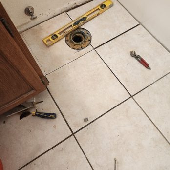 Hinton's Handyman - Cracked tile need replaced toilet flange extended - Handyman Near Me Hinton's Handyman - Cracked tile need replaced toilet flange extended - Handyman Near Me