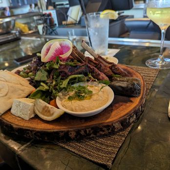 Andrei's Restaurant - Mediterranean salad plate with lamb pops - New American Near Me - Irvine, California