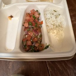 Missing 1 of 3 sides with quesadilla.