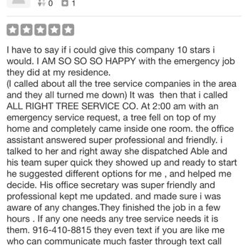 All Right Tree Service - Thank you Ruby! Glad you were satisfied - Tree Services Near Me All Right Tree Service - Thank you Ruby! Glad you were satisfied - Tree Services Near Me