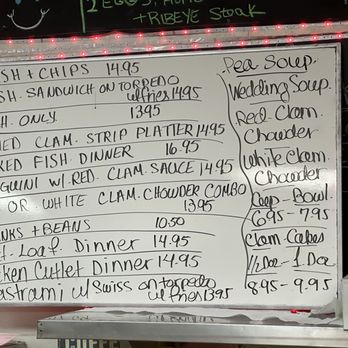 J & T's Grill - a menu on a chalkboard - Fish & Chips Near Me - Johnston, Rhode Island