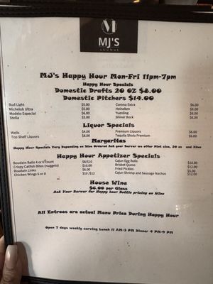 Menu photo 2 MJ'S Lounge Pearland, TX