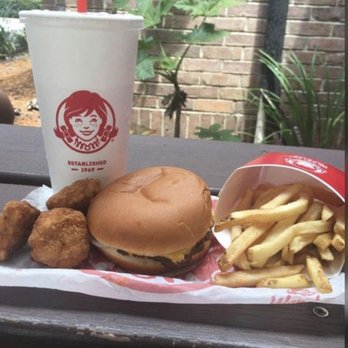 Wendy's - Jr. Cheeseburger Deluxe French Fries 4 PC. Spicy Chicken Nuggets soda - Burgers Near Me - Short Hills, New Jersey