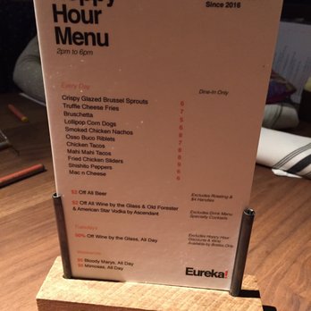 Eureka! - Hoppy Hour Menu - American Near Me - Mountain View, California Eureka! - Hoppy Hour Menu - American Near Me - Mountain View, California
