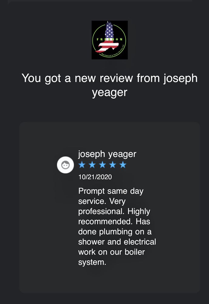 Slide of Freedom Plumbing Heating and Sewer Service