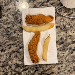 This should speak for itself... I paid $9 for a 1/4 of a chicken tender... Even the fries are thicker. Save your money and air fry your own. This should speak for itself... I paid $9 for a 1/4 of a chicken tender... Even the fries are thicker. Save your money and air fry your own.