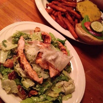 T-BONES Great American Eatery - Small ceasar salad and burger with sweet potatoes. Both were good - American Near Me - Salem, New Hampshire T-BONES Great American Eatery - Small ceasar salad and burger with sweet potatoes. Both were good - American Near Me - Salem, New Hampshire