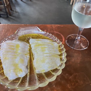 Oberlin - Fluke and Black Sea bass crudo and sake - New American Near Me - Providence, Rhode Island