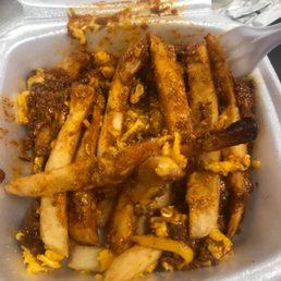 Cold chili and unmelted cheese Cold chili and unmelted cheese