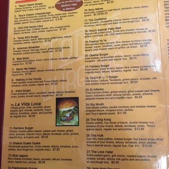 Tony's Burgers - Menu - Burgers Near Me - Cathedral City, California Tony's Burgers - Menu - Burgers Near Me - Cathedral City, California