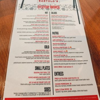 Bartolo's - Menu - Italian Near Me - Park City, Utah