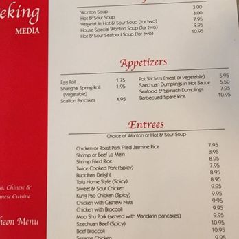 Peking Media - Menu as of April 2024 - Chinese Near Me - Media, Pennsylvania