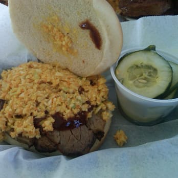 The Pig - Brisket sandwich - same strange slaw - Barbeque Near Me - Chapel Hill, North Carolina