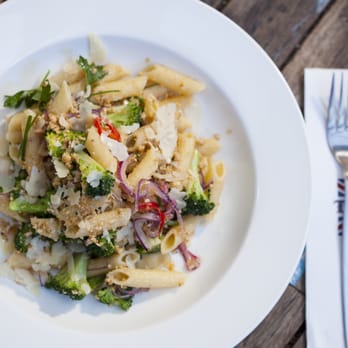 Toxteth Hotel - Penne pasta with broccoli, preserved lemon and chilli with parmesan and hazelnut crumbs (v) - Bars Near Me - Glebe, NSW