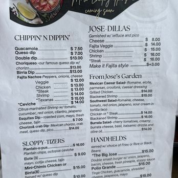 Sloppy Jose - Menu - Mexican Near Me - Murrells Inlet, South Carolina