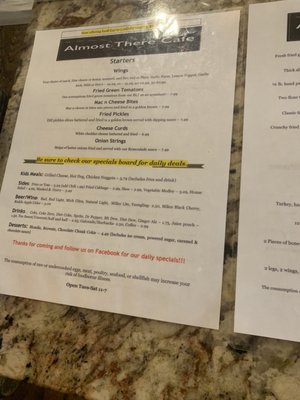 Menu photo 1 Almost There Cafe Williston, SC