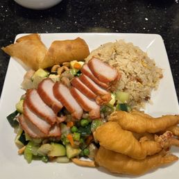 The deluxe meal was reasonably priced at under $20. My mother's dish is visible in the background.