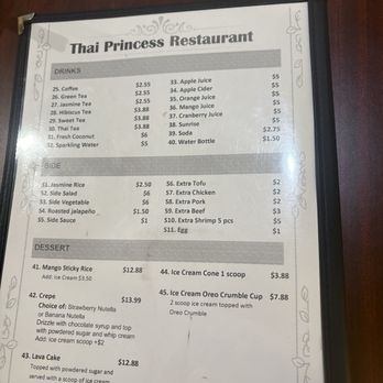 Thai Princess - 6-9-26 Menu - Thai Near Me - Garden Grove, California