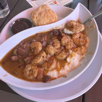 Ruby Sunshine Charlotte Southend - Shrimp and Grits with a biscuit and jelly - Breakfast & Brunch Near Me - Charlotte, North Carolina