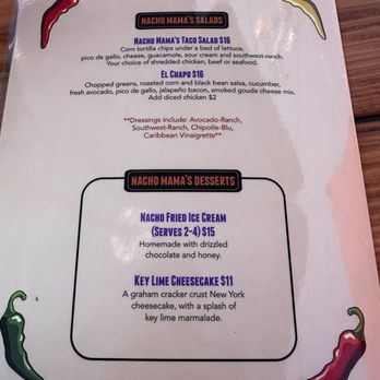 Nacho Mama's - Back of menu - Mexican Near Me - Stillwater, Minnesota