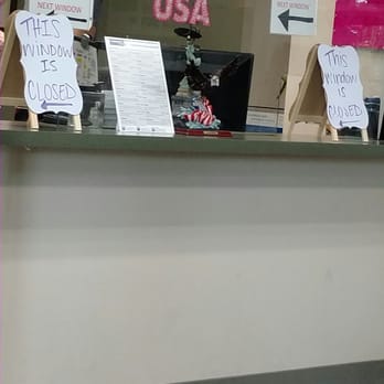 This is the front counter three widows all pointing you to one window.