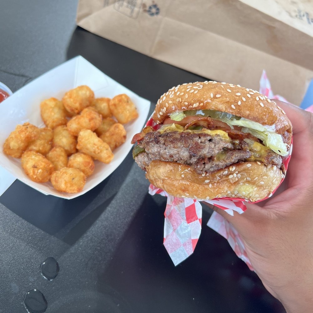 Sky Rocket Burger-Dallas - Double with cheese and tots - Burgers Near Me - Dallas, Texas Sky Rocket Burger-Dallas - Double with cheese and tots - Burgers Near Me - Dallas, Texas