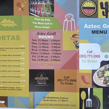 Aztec Grill & Grocery - a menu for a mexican restaurant - Mexican Near Me - North Haven, Connecticut Aztec Grill & Grocery - a menu for a mexican restaurant - Mexican Near Me - North Haven, Connecticut