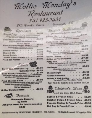 Menu photo 2 Mollie Monday's Savannah, TN Menu photo 2 Mollie Monday's Savannah, TN