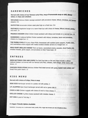 Menu photo 4 Gold Dust Saloon Pueblo, CO