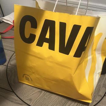 CAVA - The bright big yellow bags - Mediterranean Near Me - Snellville, Georgia