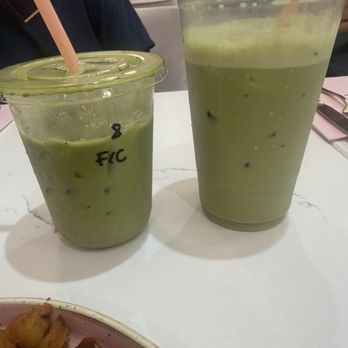 Cafe Lola - The left one is strawberry matcha really good and the left is specialty lavender matcha only comes in large which is basically milk! - Bakeries Near Me - Las Vegas, Nevada