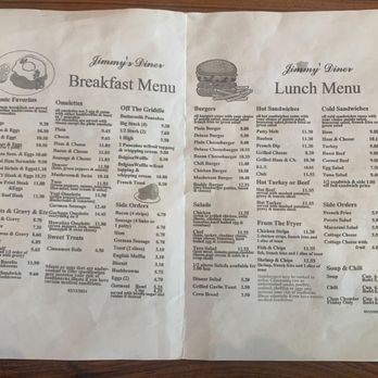 Jimmy's Diner - Current menu as of August 2024 - New American Near Me - East Wenatchee, Washington