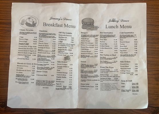 Menu photo 1 Jimmy's Diner East Wenatchee, WA