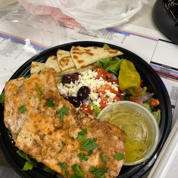The Fat Lamb - Greek Salad with salmon - Mediterranean Near Me - Altamonte Springs, Florida The Fat Lamb - Greek Salad with salmon - Mediterranean Near Me - Altamonte Springs, Florida
