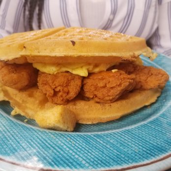 The Bridge Cafe - Chicken and waffles sandwich - Breakfast & Brunch Near Me - Delray Beach, Florida