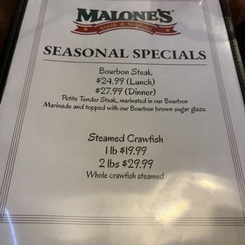 Malone's Steak & Seafood - Menu - Seafood Near Me - Atlanta, Georgia