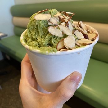 Salju Dessert - Matcha snow with almonds and red bean. - Desserts Near Me - Alhambra, California