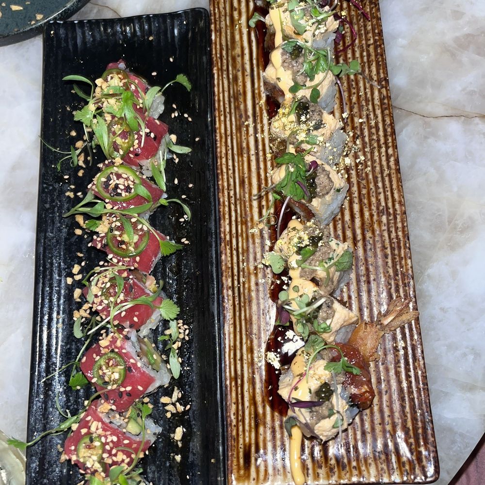 Wabi on Rose - Tiger King( left roll) & Moonlight Rain (right roll) - Sushi Bars Near Me - Venice, California Wabi on Rose - Tiger King( left roll) & Moonlight Rain (right roll) - Sushi Bars Near Me - Venice, California
