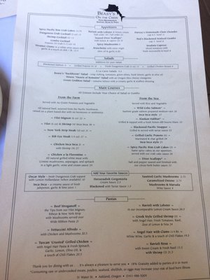 Menu photo 5 Beasy's On The Creek Ashland, OR
