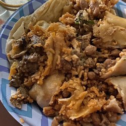 Salt And Pepper Taqueria - Cut up super burrito to expose the beans and rice "fillers". Let's play find the meat!