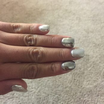 Nail Zone - White and black, topped with chrome finish. 1 week old. - Nail Salons Near Me - Henderson, Nevada Nail Zone - White and black, topped with chrome finish. 1 week old. - Nail Salons Near Me - Henderson, Nevada