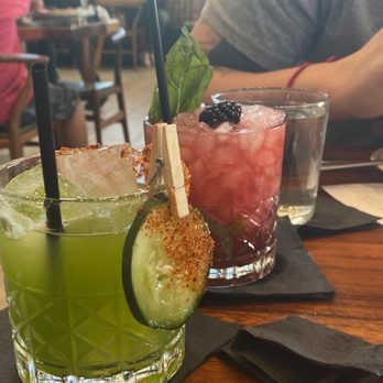 The Olive Restobar - The Spicy One & Purple Rain drinks - Mediterranean Near Me - Downey, California