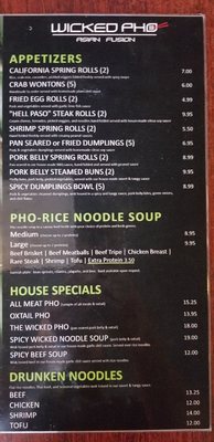 Menu photo 2 Wicked Pho El Paso, TX