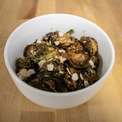 Boat Yard Cafe - Charred brussel sprouts,  dijon mustard, almond garnish