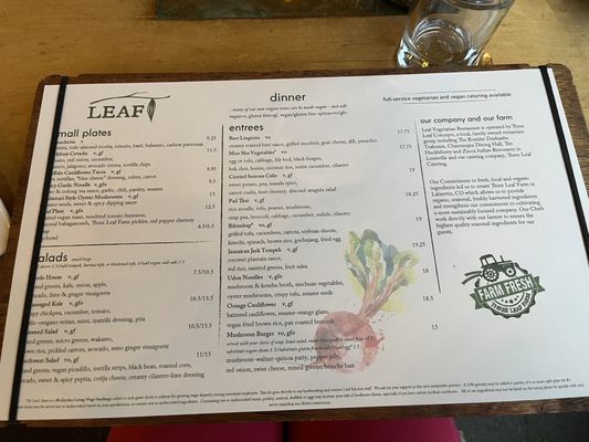 Menu photo 5 Leaf Vegetarian Restaurant Boulder, CO Menu photo 5 Leaf Vegetarian Restaurant Boulder, CO