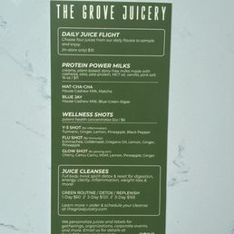 Juice menu with protein powder, milks, wellness shots, juice cleanses Juice menu with protein powder, milks, wellness shots, juice cleanses