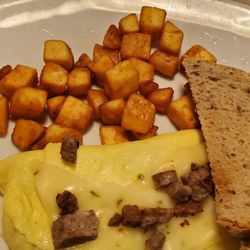 Perkins American Food - Turkey sausage and pepper jack cheese omelet.