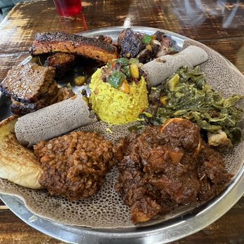 Smoke'N Ash BBQ - Tex-Ethiopian Platter for 2 - Barbeque Near Me - Arlington, Texas Smoke'N Ash BBQ - Tex-Ethiopian Platter for 2 - Barbeque Near Me - Arlington, Texas