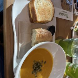 Panera Bread - Sparks Blvd - Autumn Squash Soup and 1/2 cheese sandwich in the pick 2 option. Great value and taste.